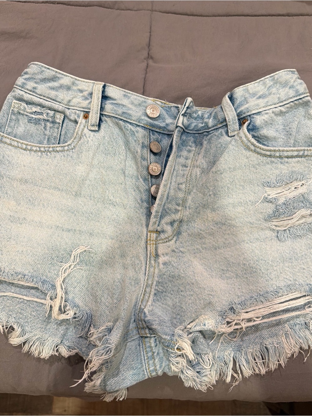 PacSun Light Blue Distressed Denim Cutoff Shorts